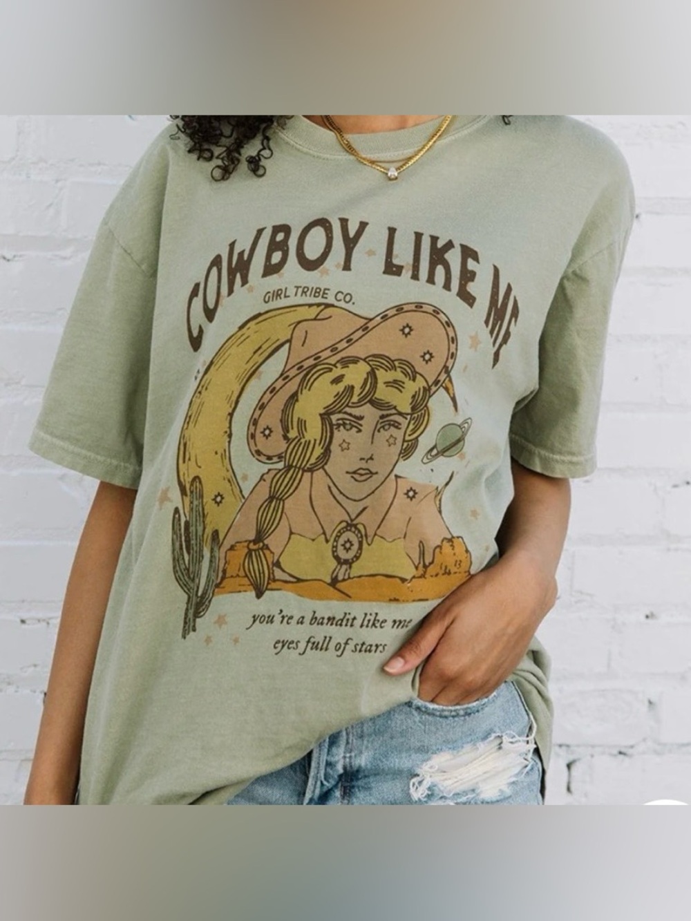 Girl Tribe Co | Cowboy Like Me Swiftie Inspired Light Green Tee Size Medium